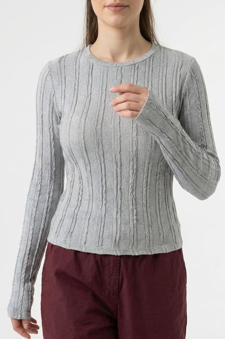 Geribbelde Crew Neck Langsleeve Blouse - Image 5