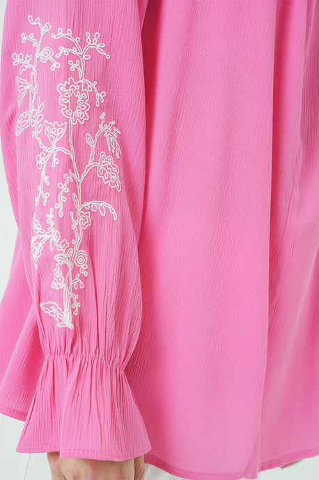 Broderad Blus med Knytning - Image 4