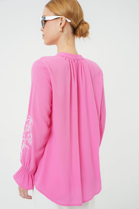 Broderad Blus med Knytning - Image 5
