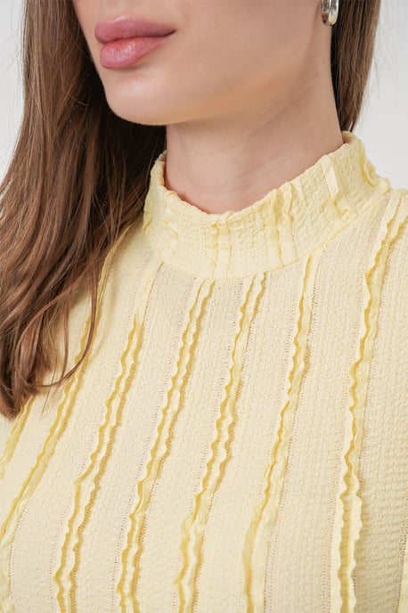 Textured Slim Fit Halve Turtleneck Blouse - Image 5