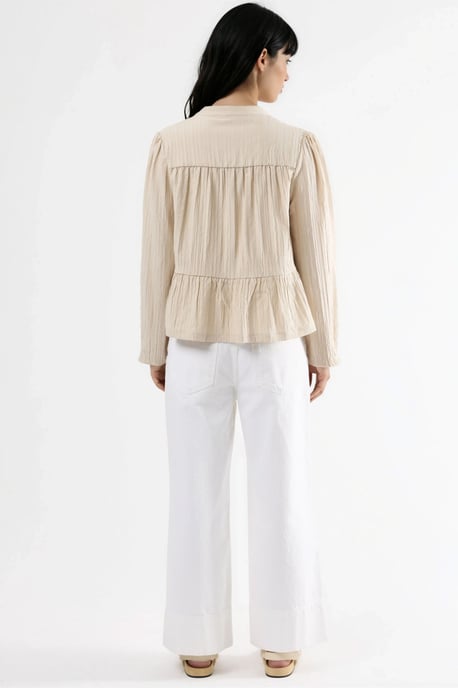 Long Sleeve Tippet Collar Blouse - Image 3