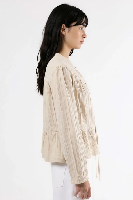 Long Sleeve Tippet Collar Blouse - Image 4