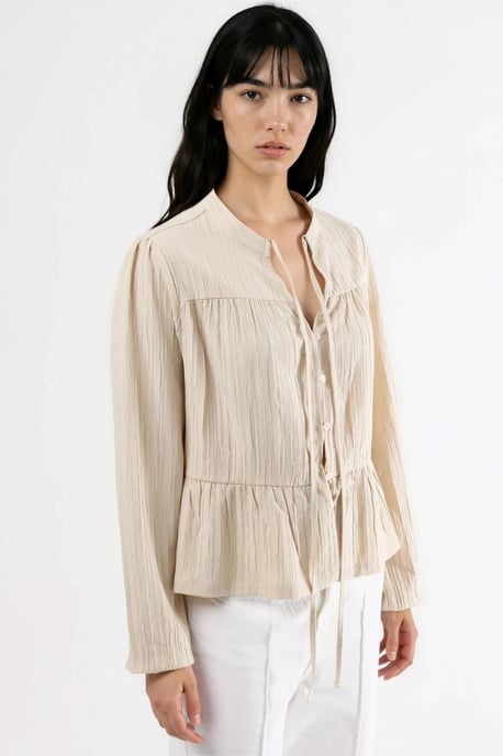 Long Sleeve Tippet Collar Blouse - Image 6