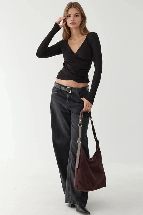Slim Fit Soft Touch V-Neck Long Sleeve Top - Image 6