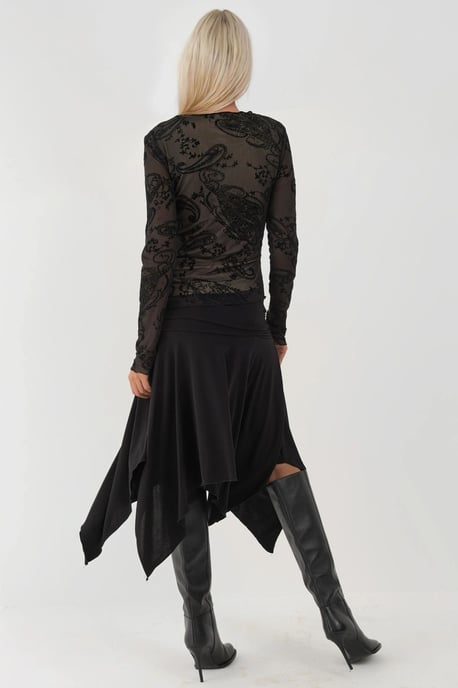 Långärmad asymmetrisk tulleblus - Image 3