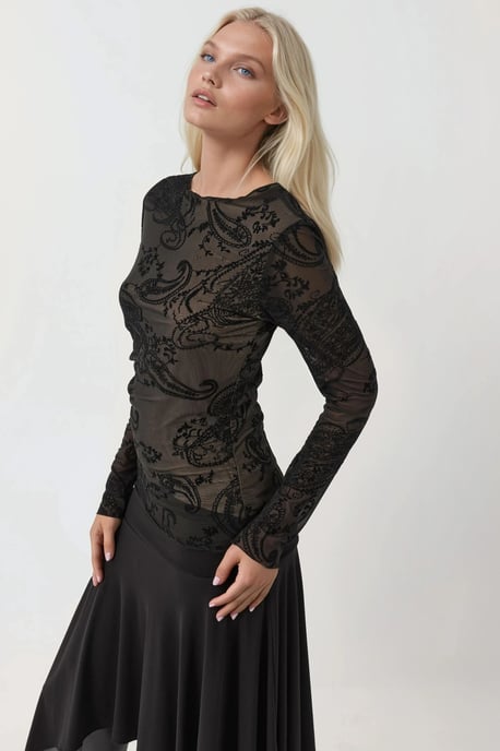 Långärmad asymmetrisk tulleblus - Image 4