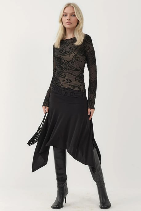 Långärmad asymmetrisk tulleblus - Image 5