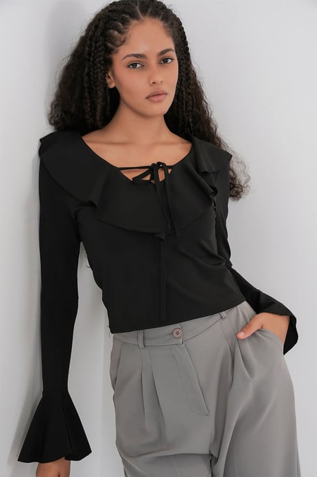 Volang V-ringad Kort Blus - Image 3