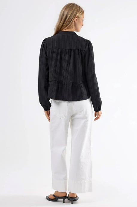 Long Sleeve Tippet Collar Blouse - Image 4