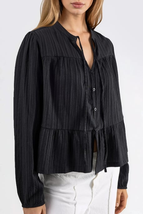 Long Sleeve Tippet Collar Blouse - Image 5