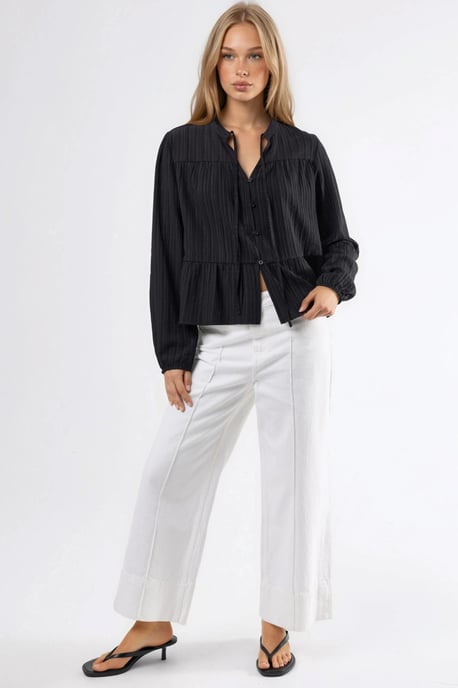 Long Sleeve Tippet Collar Blouse - Image 6