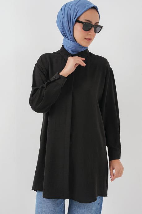 Oversized Lange Mouwen Knopen Blouse met Kraag - Image 4