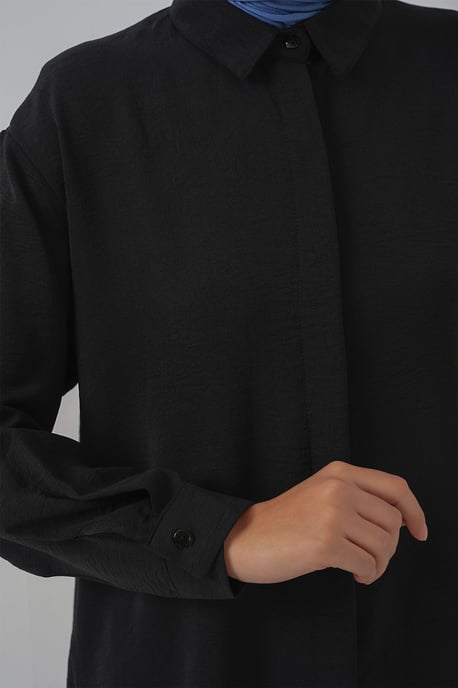 Oversized Lange Mouwen Knopen Blouse met Kraag - Image 5