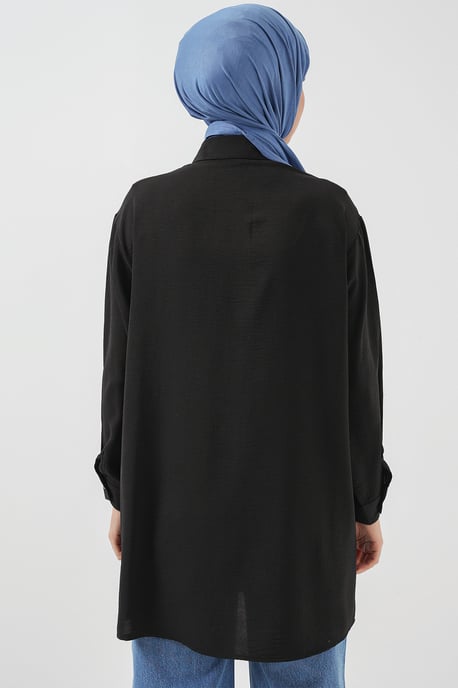 Oversized Lange Mouwen Knopen Blouse met Kraag - Image 6