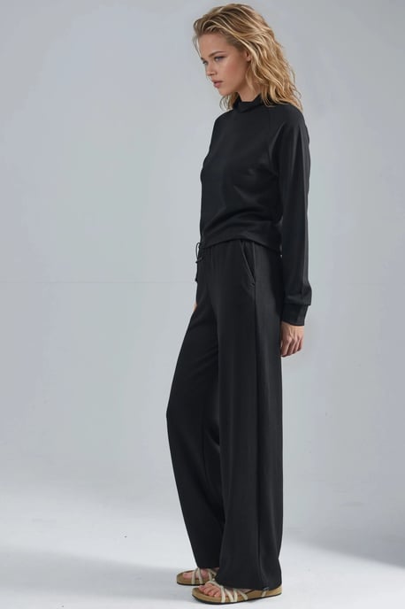 Modal Touch Half Turtleneck Blouse & Elastic Waist Pants - Image 2