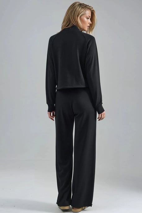 Modal Touch Half Turtleneck Blouse & Elastic Waist Pants - Image 4