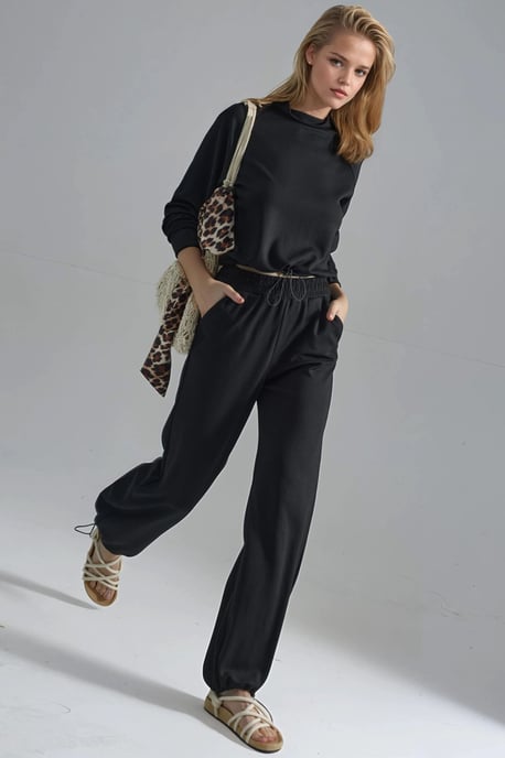Modal Touch Half Turtleneck Blouse & Elastic Waist Pants - Image 5