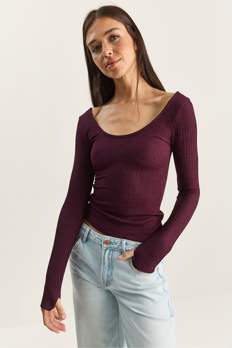 Slim Fit Lange Mouwen U-Hals Blouse - Image 3