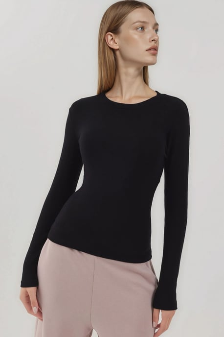 Ultra Zachte Aanraak Slim Fit Ronde Hals Langemouw Basis Top - Image 2