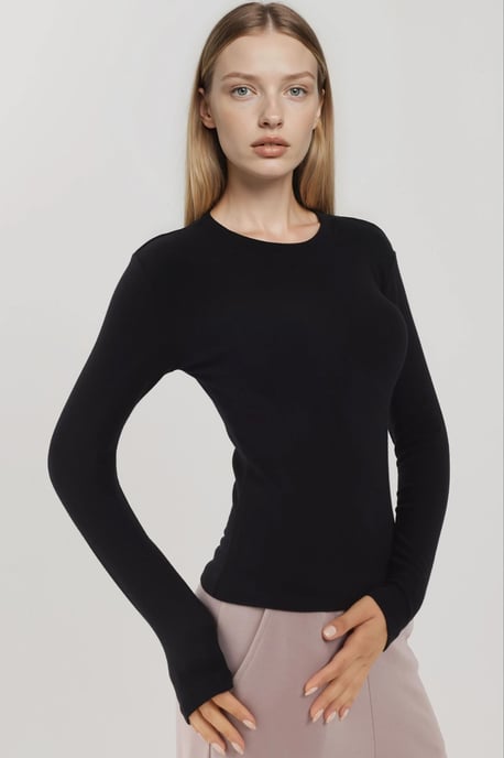 Ultra Zachte Aanraak Slim Fit Ronde Hals Langemouw Basis Top - Image 6