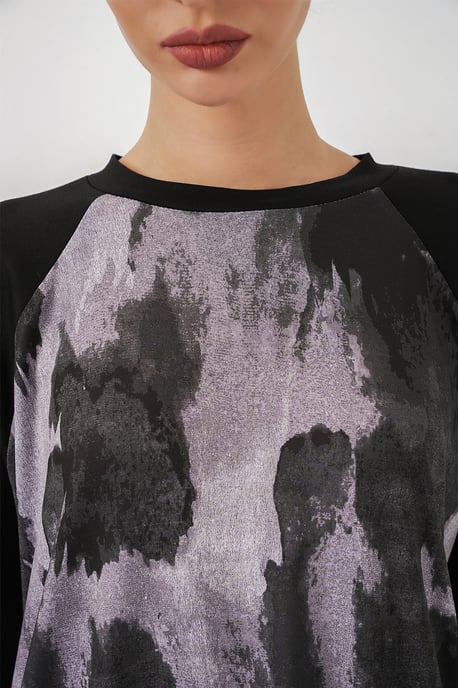 Oversized Abstract Print Crew Neck Tuniek & Broek Set - Image 5