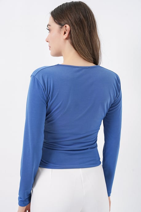 Dubbelzijdige blouse met lange mouwen en plooidetail - Image 6