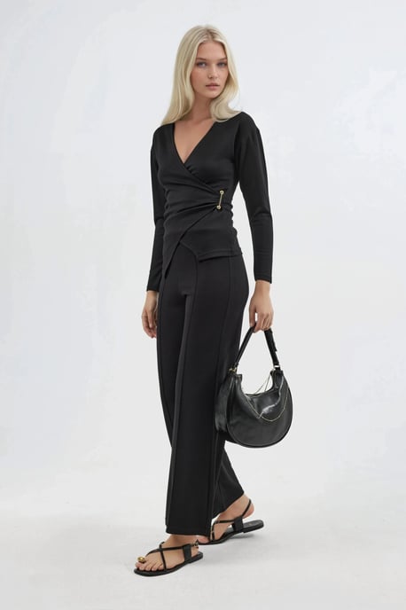 Accessoire Detail Blouse & Broek Twee-Delige Set - Image 5