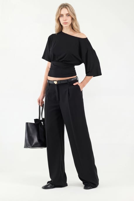 Asymmetrisk Hals Mjuk Stickad Blus - Image 3