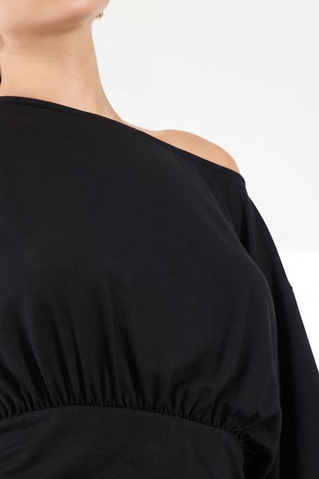 Asymmetrisk Hals Mjuk Stickad Blus - Image 5