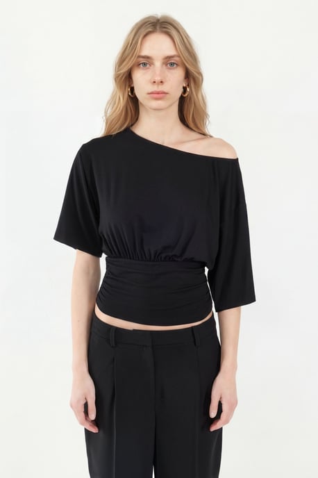 Asymmetrisk Hals Mjuk Stickad Blus - Image 6