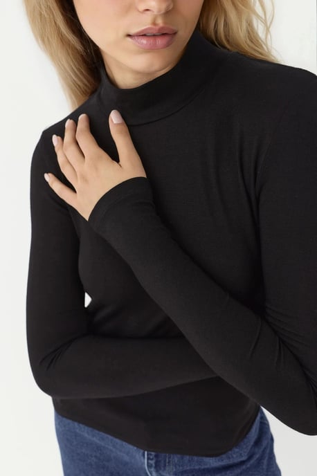 Slim Fit Turtleneck Long Sleeve Top - Image 2