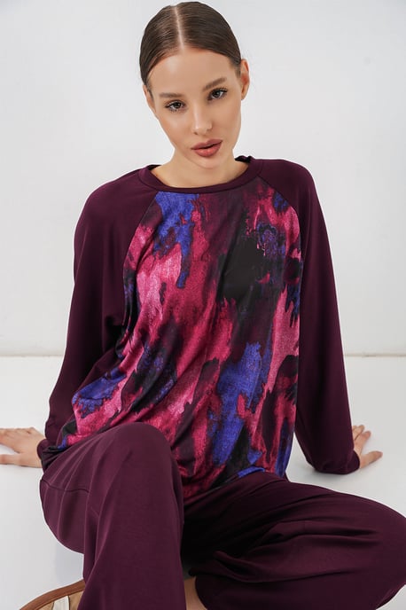 Oversized abstracte print crewneck tuniek en broek set - Image 4