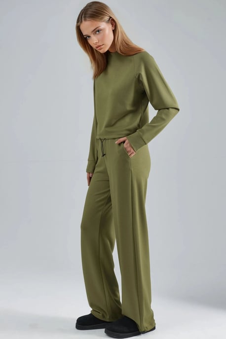 Modal Touch Half Turtleneck Blouse & Elastic Waist Pants - Image 2
