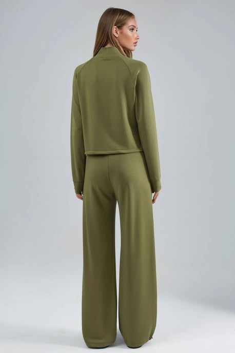 Modal Touch Half Turtleneck Blouse & Elastic Waist Pants - Image 3