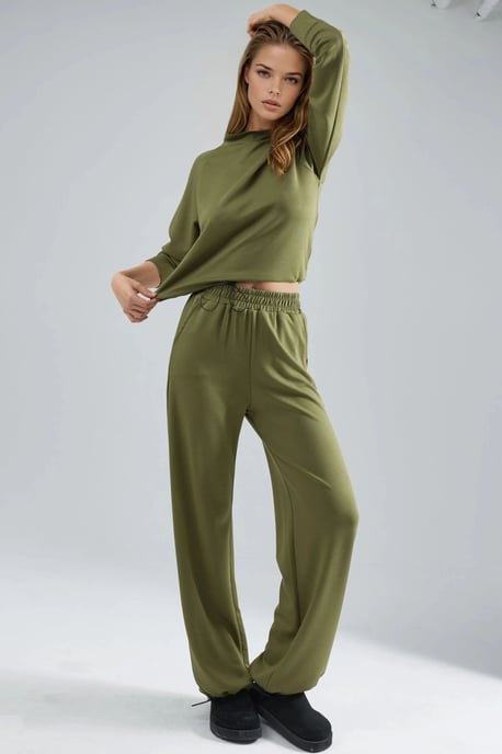 Modal Touch Half Turtleneck Blouse & Elastic Waist Pants - Image 4