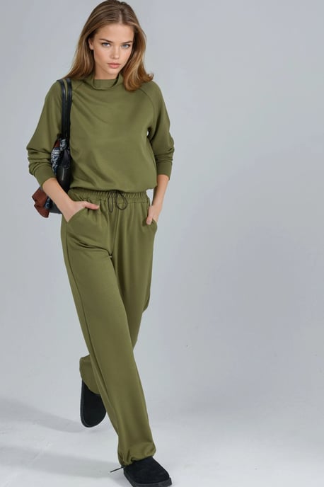 Modal Touch Half Turtleneck Blouse & Elastic Waist Pants - Image 5