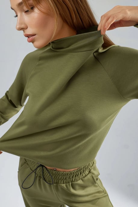 Modal Touch Half Turtleneck Blouse & Elastic Waist Pants - Image 6