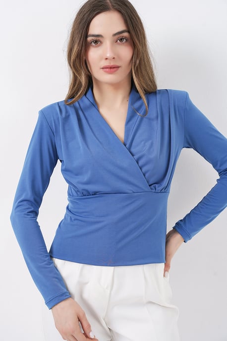 V-ringad Draperad Blus - Image 3