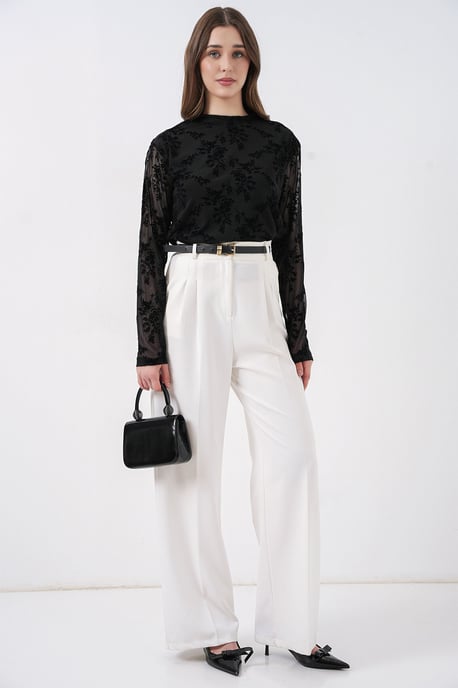 Geprinte Flock Crew Neck Blouse - Image 2