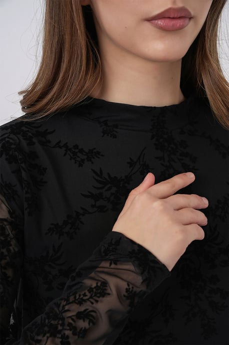 Geprinte Flock Crew Neck Blouse - Image 5
