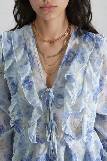 Rimpelige V-hals Patroon Blouse - Image 6