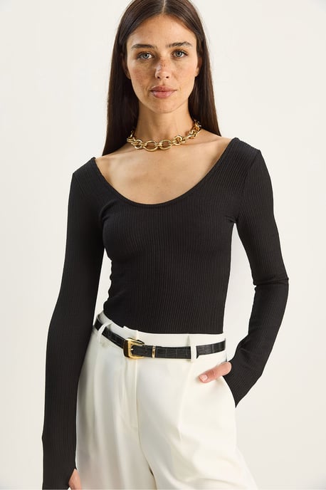 Slim Fit Lange Mouwen U Hals Blouse - Image 3