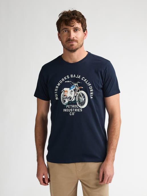 Petrol Industries - Heren T-shirt met print Fumarola - Blauw - Image 3