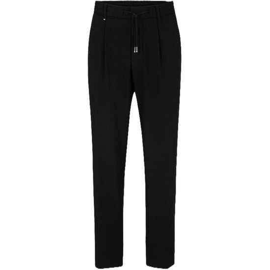 Men's Boss Solid Patterned Straight Trousers in Black - Image 1