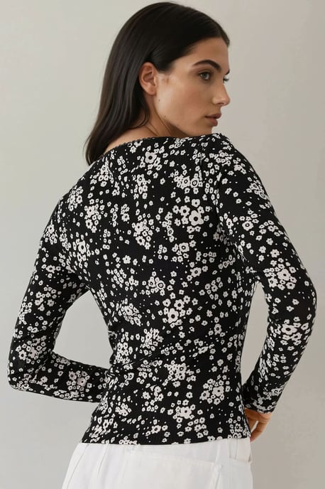 Tryckt Slim Fit Crew Neck Topp - Image 6
