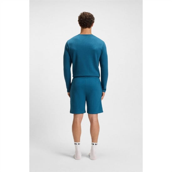 Men's Boss Waffle Shorts 10269584 01 Pyjama Short Mens in Blue - Image 3