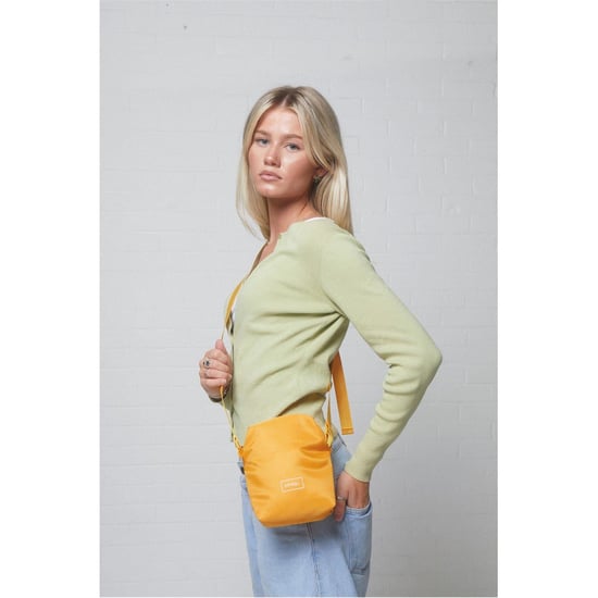 Accessories Spiral Rectangle Cross Body Bag with Black Hardware in Mustard - Image 3