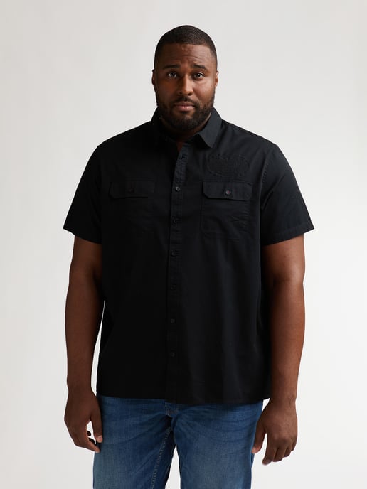 Petrol Industries - Heren Plus Size effen overhemd met korte mouwen Trailhawk - Zwart - Image 3