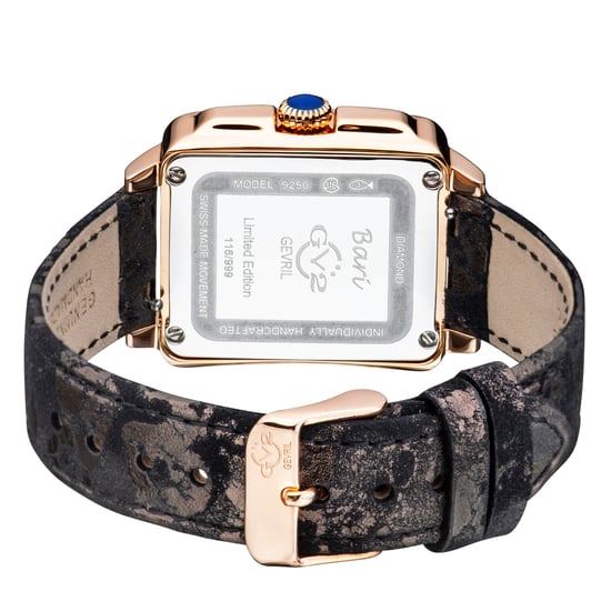 GV2 Women's Bari Diamond Mother of Pearl Dial IP RG Case Leather Strap Watch - Image 2