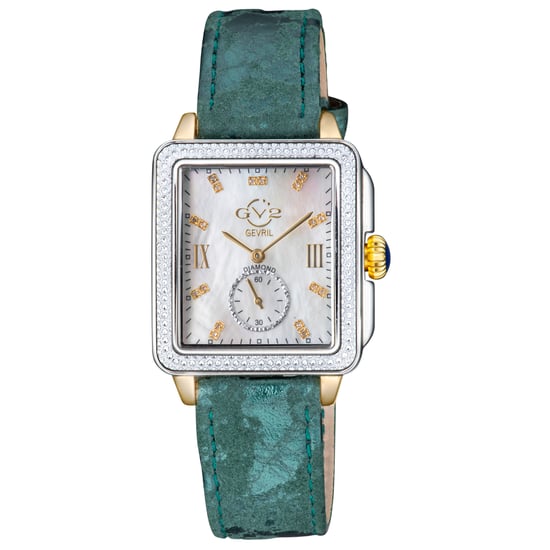 GV2 Women's Bari Diamond Mother of Pearl Dial Two Tone IP YG Case Leather Strap Watch - Image 1